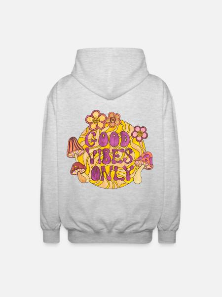 Good Vibes Only 70s Funky Groovy Flower Power 60E - Unisex Hooded Jacket - light heather grey