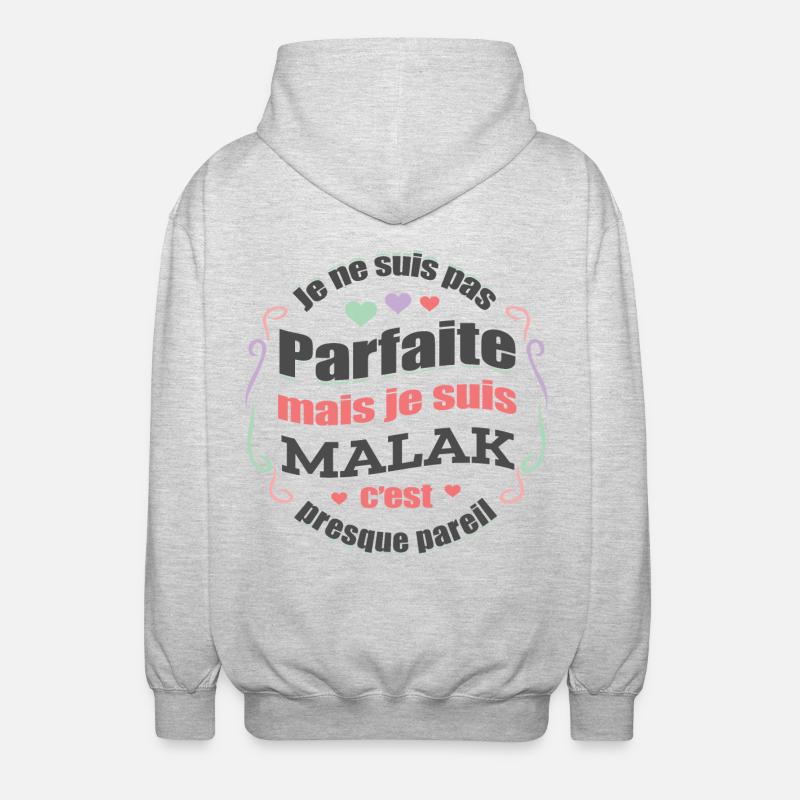 MALAK PARFAITE - PRENOM MALAK - Veste à capuche unisexe - gris clair chiné