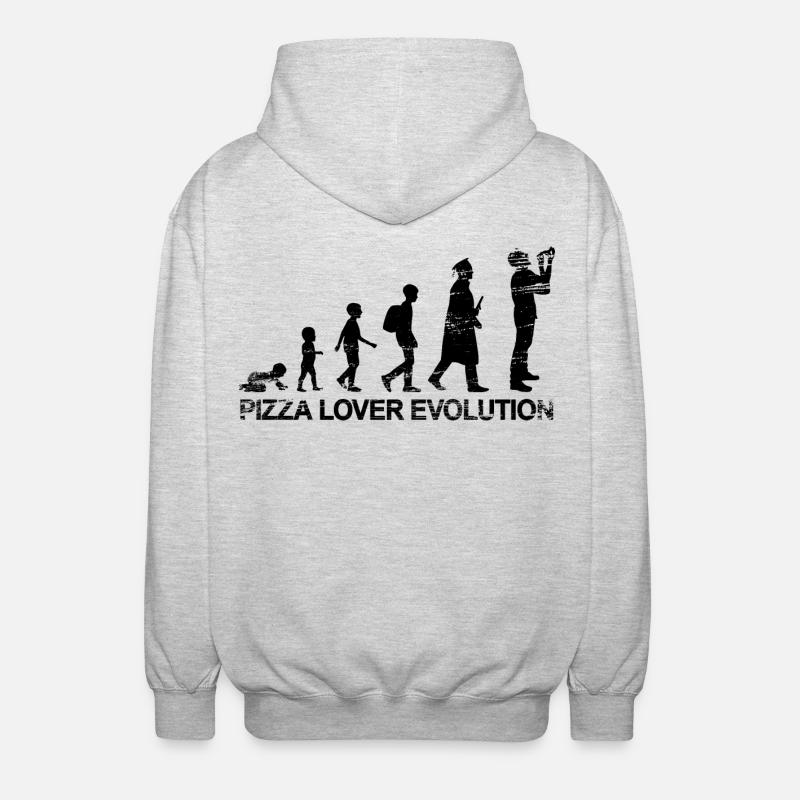 L'évolution des amateurs de pizza - Veste à capuche unisexe - gris clair chiné
