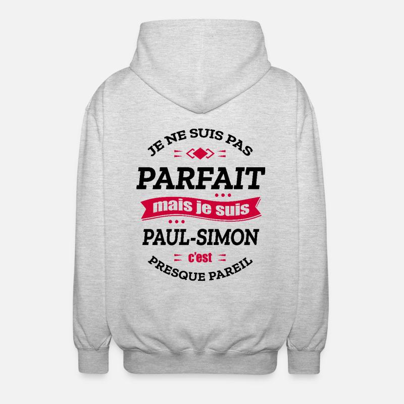 PAUL-SIMON PARFAIT - PRENOM PAUL-SIMON - Veste à capuche unisexe - gris clair chiné
