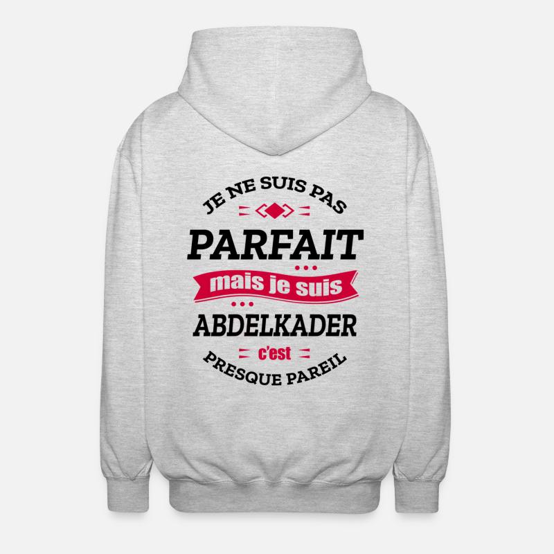 ABDELKADER PARFAIT - PRENOM ABDELKADER - Veste à capuche unisexe - gris clair chiné