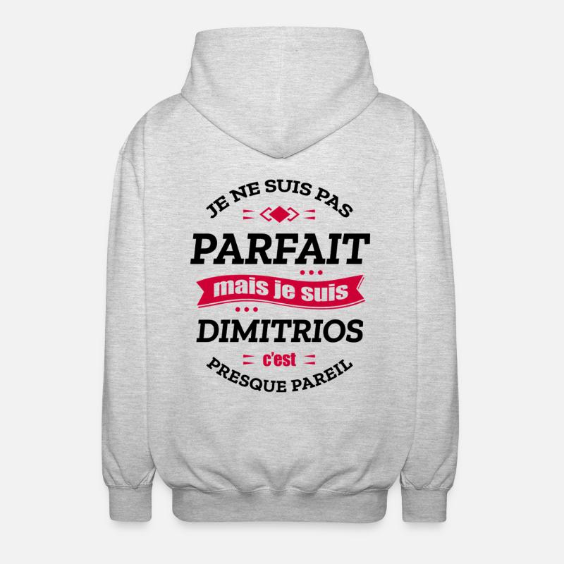 DIMITRIOS PARFAIT - PRENOM DIMITRIOS - Veste à capuche unisexe - gris clair chiné