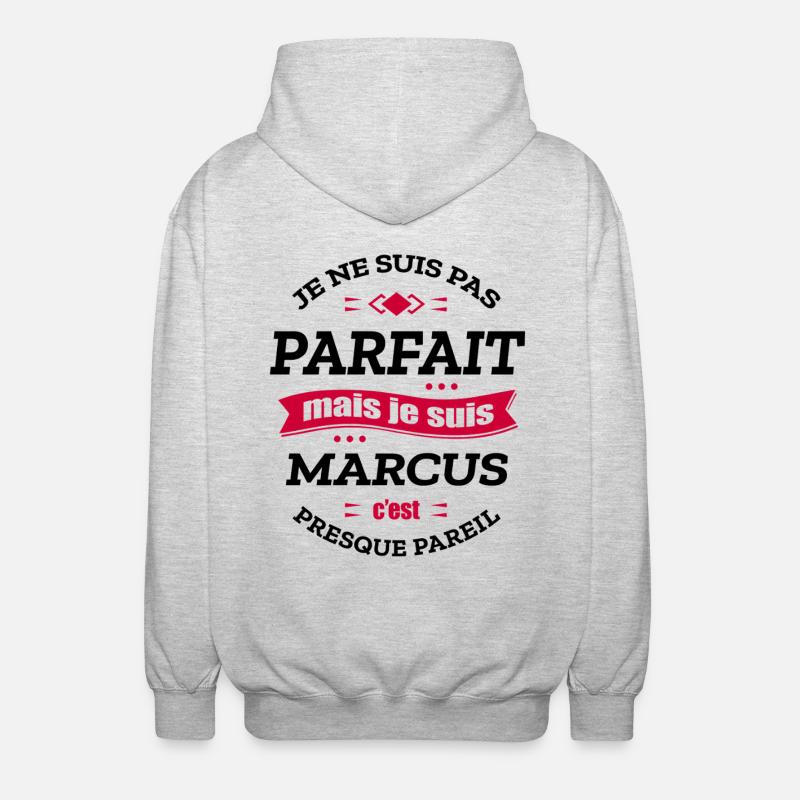 MARCUS PARFAIT - PRENOM MARCUS - Veste à capuche unisexe - gris clair chiné