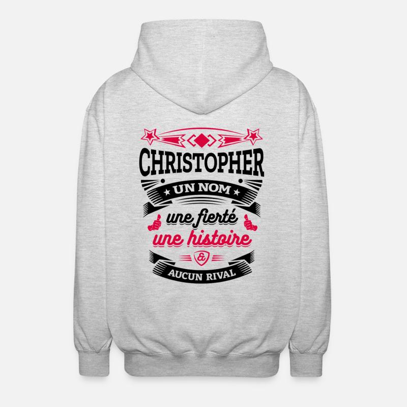CHRISTOPHER UN NOM UNE FIERTÉ AUCUN RIVAL - Veste à capuche unisexe - gris clair chiné