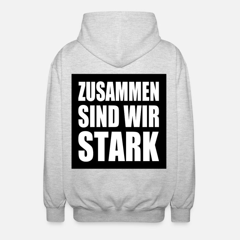 zusammen sind wir stark - Unisex Kapuzenjacke - Hellgrau meliert
