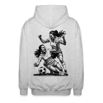 Zweikampf! Frauenfußball Shirt für Siegerinnen! - Unisex Kapuzenjacke - Hellgrau meliert - Hinten - AI Model Male 185 light (185cm)