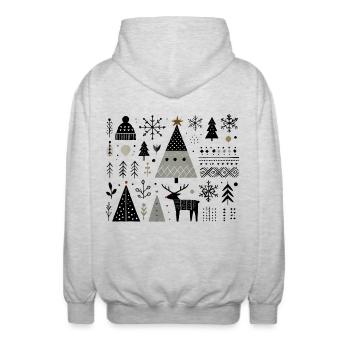 Skandinavische Weihnachtselemente mit Rentier - Unisex Kapuzenjacke - Hellgrau meliert - Hinten - AI Model Male 185 light (185cm)