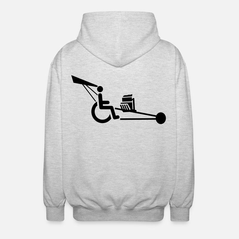Bild eines Rollstuhls mit V8-Motor # - Unisex Kapuzenjacke - Hellgrau meliert