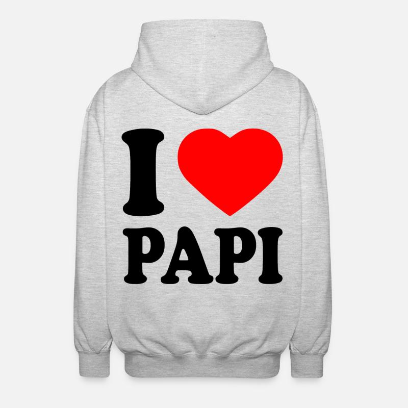I love papi - Veste à capuche unisexe - gris clair chiné