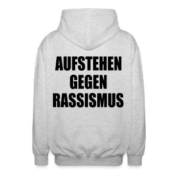 aufstehen gegen rassismus - Unisex Kapuzenjacke - Hellgrau meliert - Hinten - AI Model Male 185 light (185cm)