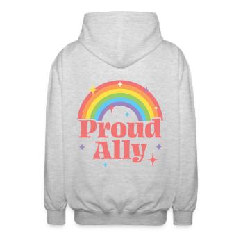 Proud Ally - Unisex Hooded Jacket - light heather grey - Back - AI Model Male 185 light (185cm)
