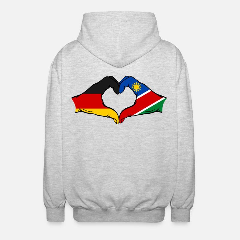 Germany Namibia Flag Hands Heart Shape - Unisex Hooded Jacket - light heather grey