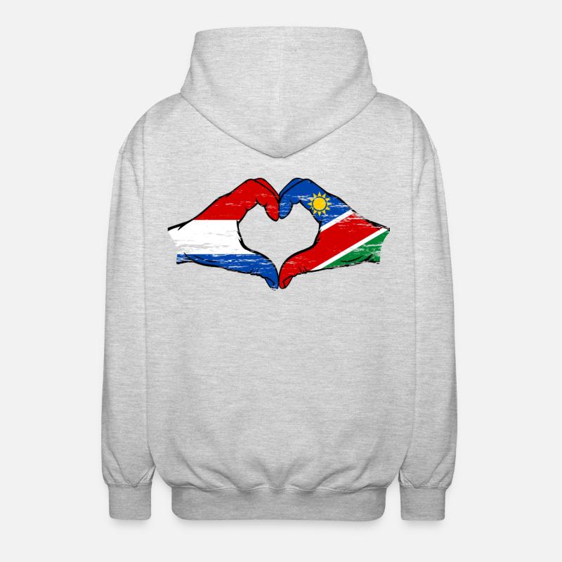 Holland Namibia flag hands heart shape - Unisex Hooded Jacket - light heather grey