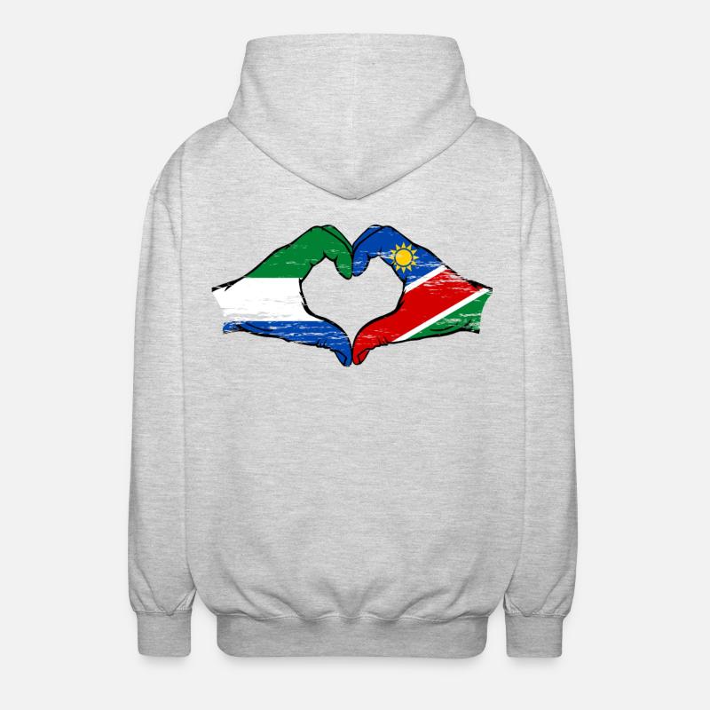 Sierra_Leone_Namibia_Flagge_Haende_Herzform_use - Veste à capuche unisexe - gris clair chiné