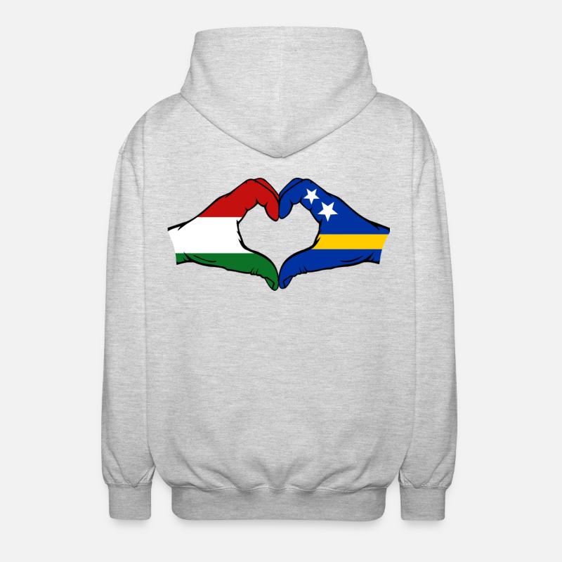 Ungarn_Curaçao_Flagge_Haende_Herzform - Veste à capuche unisexe - gris clair chiné