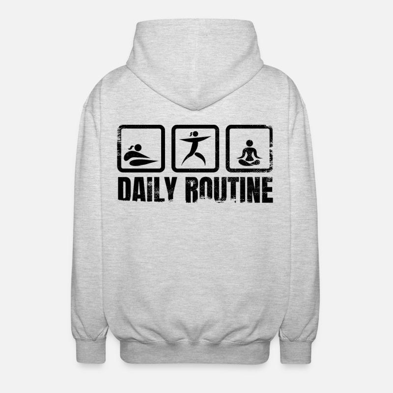 Routine quotidienne de Yogi - Veste à capuche unisexe - gris clair chiné
