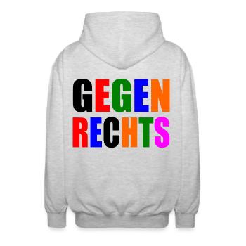 Gegen rechts - Unisex Kapuzenjacke - Hellgrau meliert - Hinten - AI Model Male 185 light (185cm)