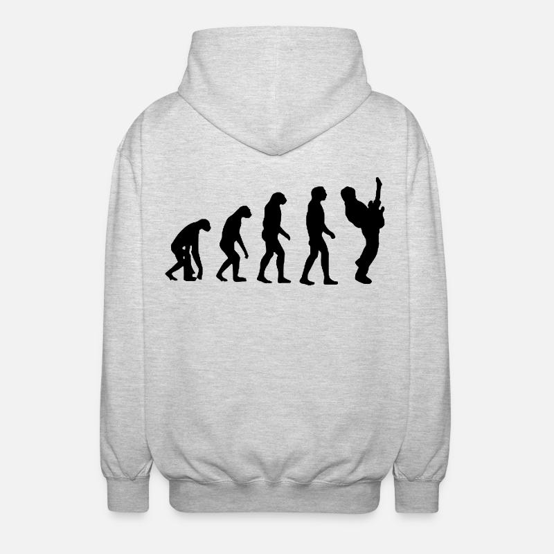 Evolution du guitariste, guitariste, musicien # - Veste à capuche unisexe - gris clair chiné