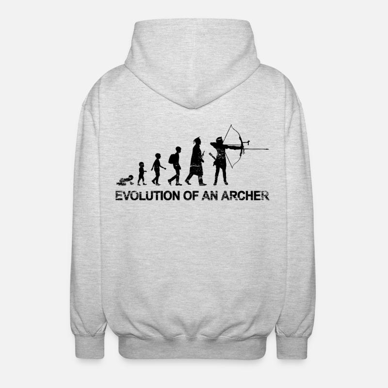 Entwicklung eines Bogenschützen - Unisex Kapuzenjacke - Hellgrau meliert
