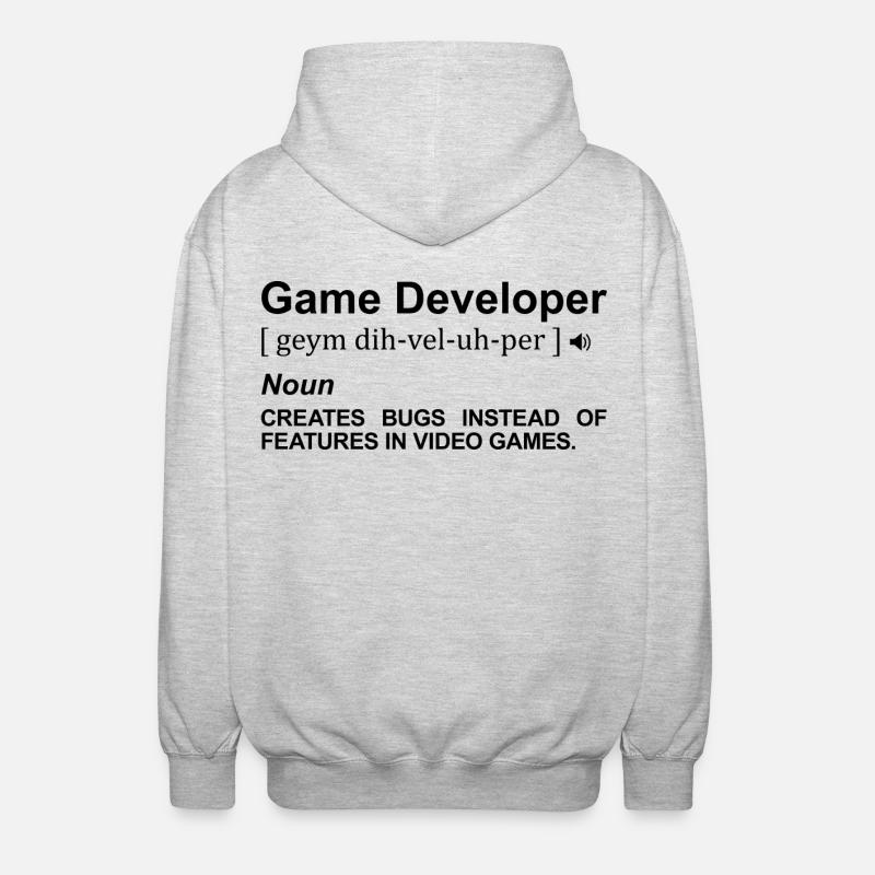 Game Developer Dictionary - Unisex Hooded Jacket - light heather grey