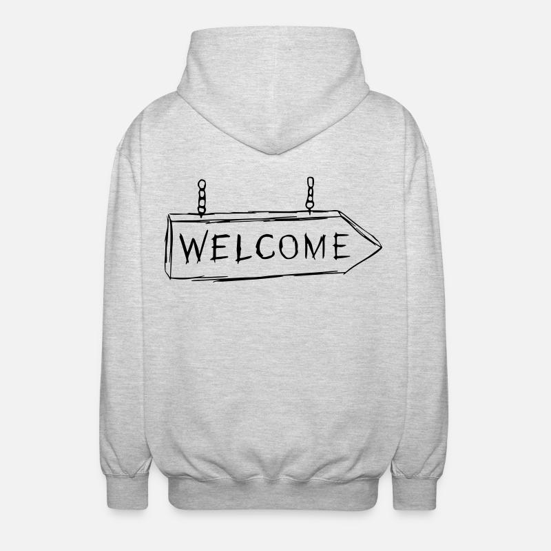 Welcome - Unisex Kapuzenjacke - Hellgrau meliert