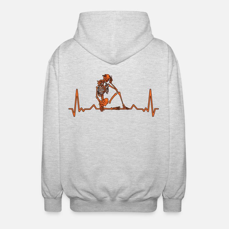 Herzfrequenz vom Skelett - Unisex Kapuzenjacke - Hellgrau meliert