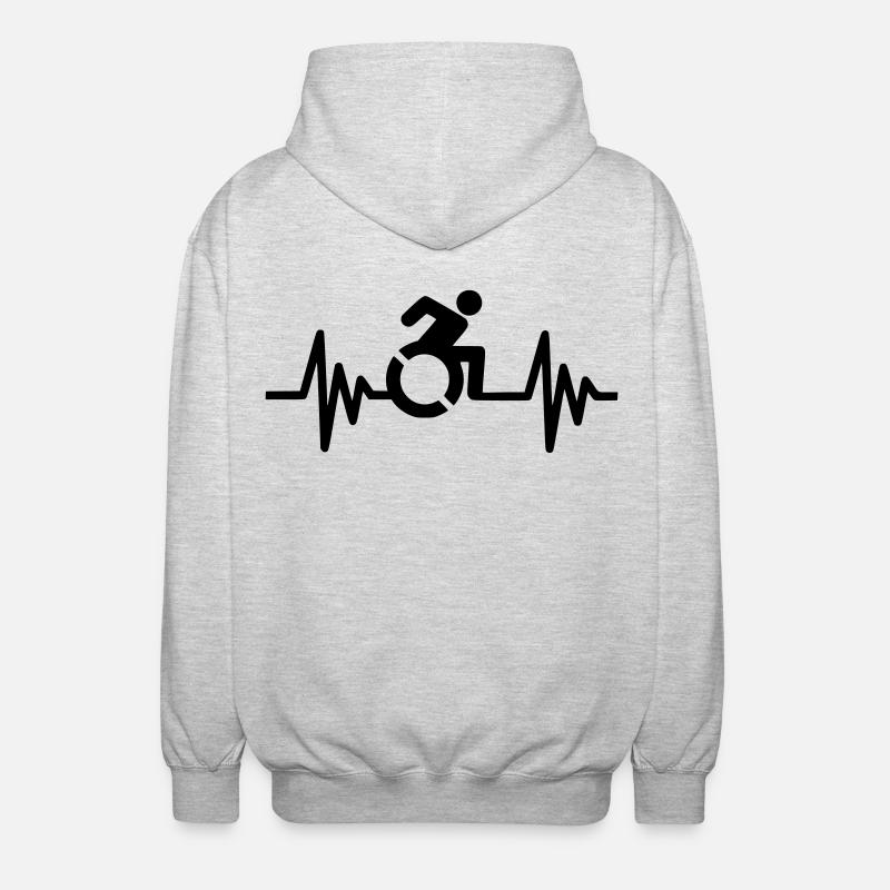 Bild Rollstuhlsymbol mit Herzfrequenz * - Unisex Kapuzenjacke - Hellgrau meliert