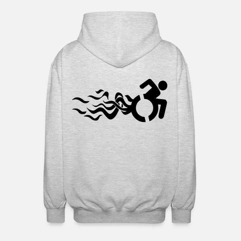 Flammendes Rollstuhlsymbol * - Unisex Kapuzenjacke - Hellgrau meliert