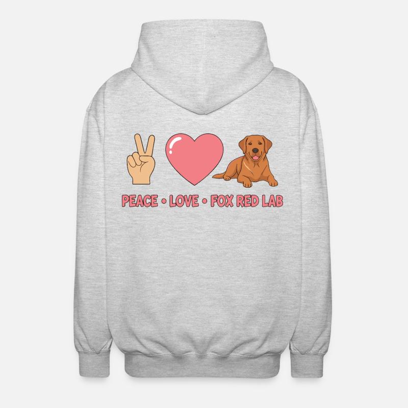 Peace Love Fox Red Lab - Unisex Kapuzenjacke - Hellgrau meliert
