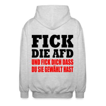 fick die afd - Unisex Kapuzenjacke - Hellgrau meliert - Hinten - AI Model Male 185 light (185cm)