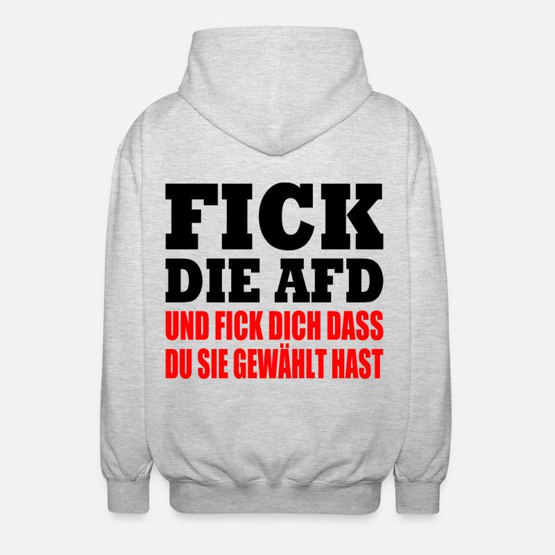 fick die afd - Unisex Kapuzenjacke - Hellgrau meliert