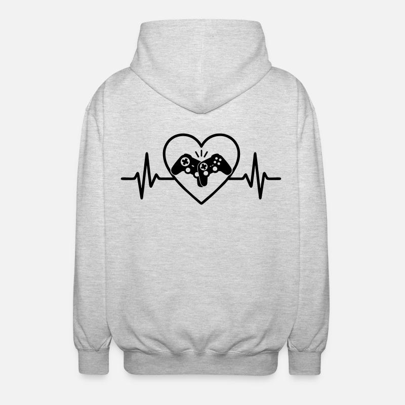 Controller Herz Gamer Liebe Videospiele - Unisex Kapuzenjacke - Hellgrau meliert