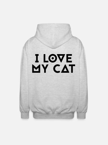 J’aime mon chat - Veste à capuche unisexe - gris clair chiné