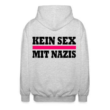 kein sex mit nazis - Unisex Kapuzenjacke - Hellgrau meliert - Hinten - AI Model Male 185 light (185cm)