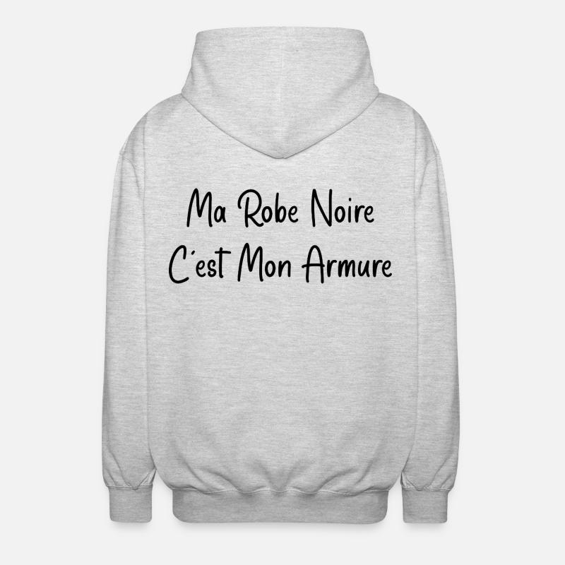 Ma robe noire est mon armure - Veste à capuche unisexe - gris clair chiné