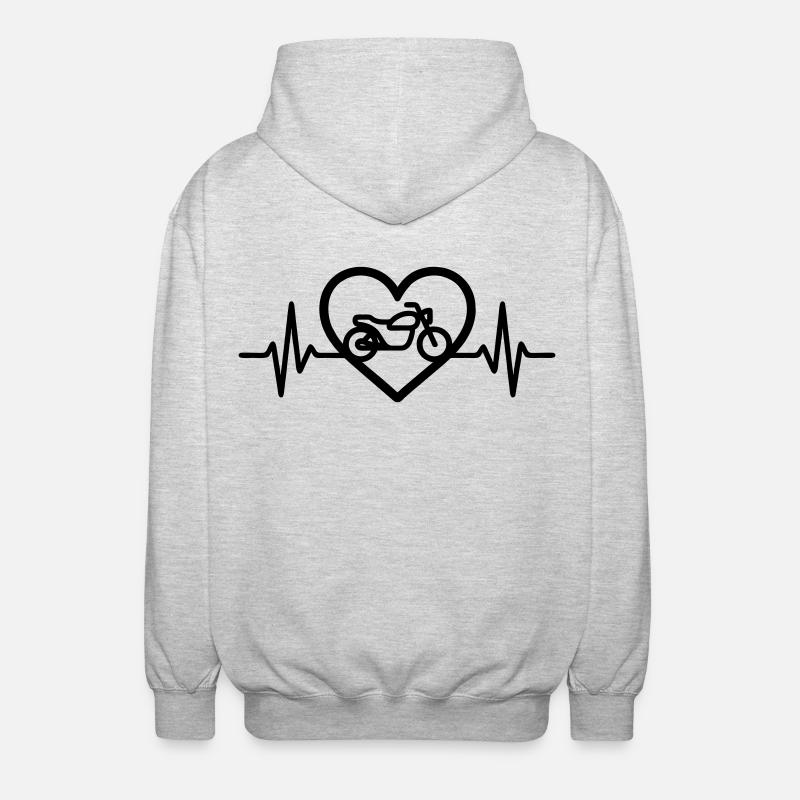 Motorrad Herz Biker Leidenschaft - Unisex Kapuzenjacke - Hellgrau meliert