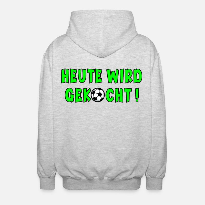 Fußball Sprüche Kochen - Unisex Kapuzenjacke - Hellgrau meliert