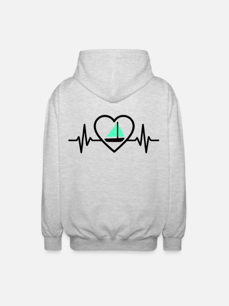 Heart Sailing – Passion Boat - Unisex Hooded Jacket - light heather grey