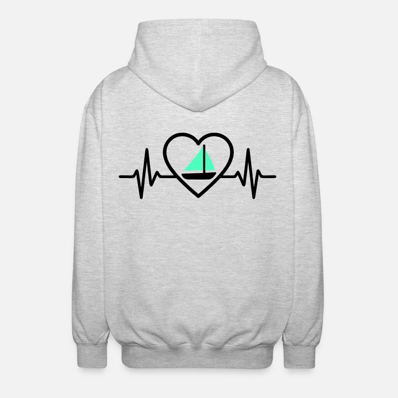 Heart Sailing – Passion Boat - Unisex Hooded Jacket - light heather grey