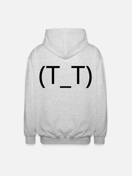 Crying Emoticon (T_T) Anime Tears - Unisex Hooded Jacket - light heather grey