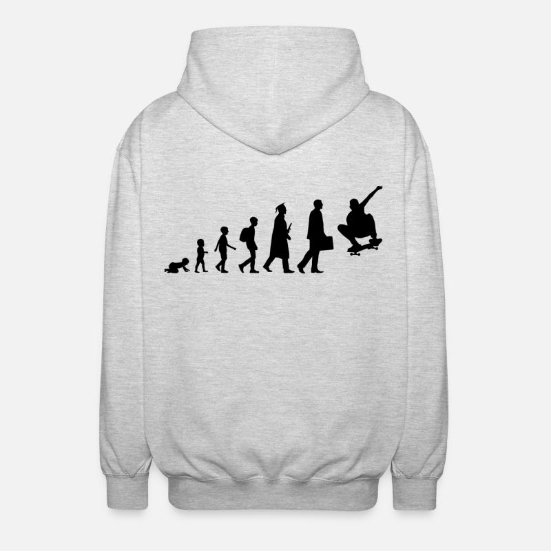 Skateboarder Evolution - Unisex Kapuzenjacke - Hellgrau meliert