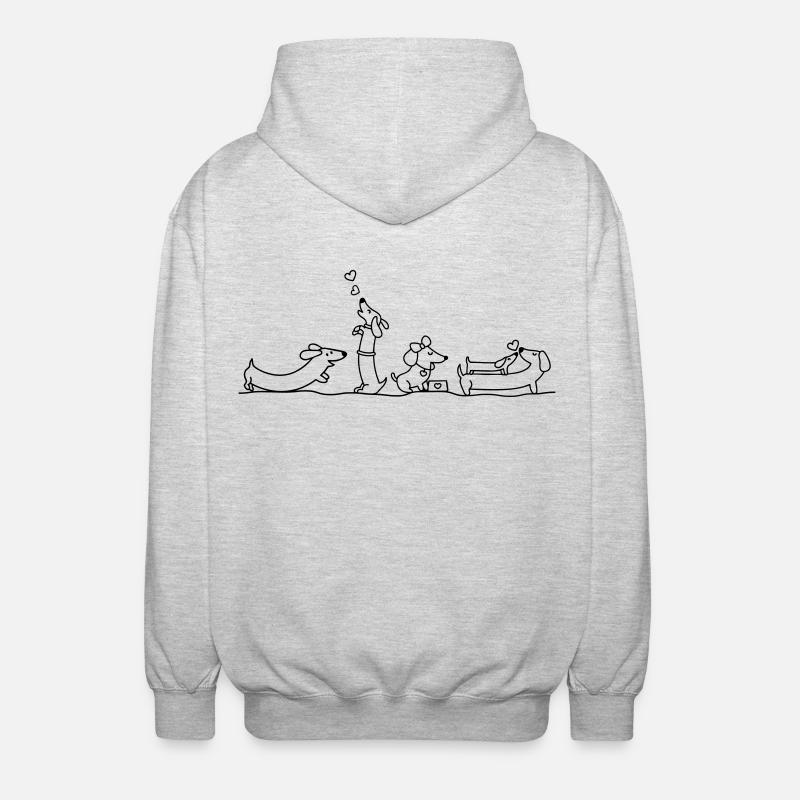 Illustration de teckel affectueux - Veste à capuche unisexe - gris clair chiné