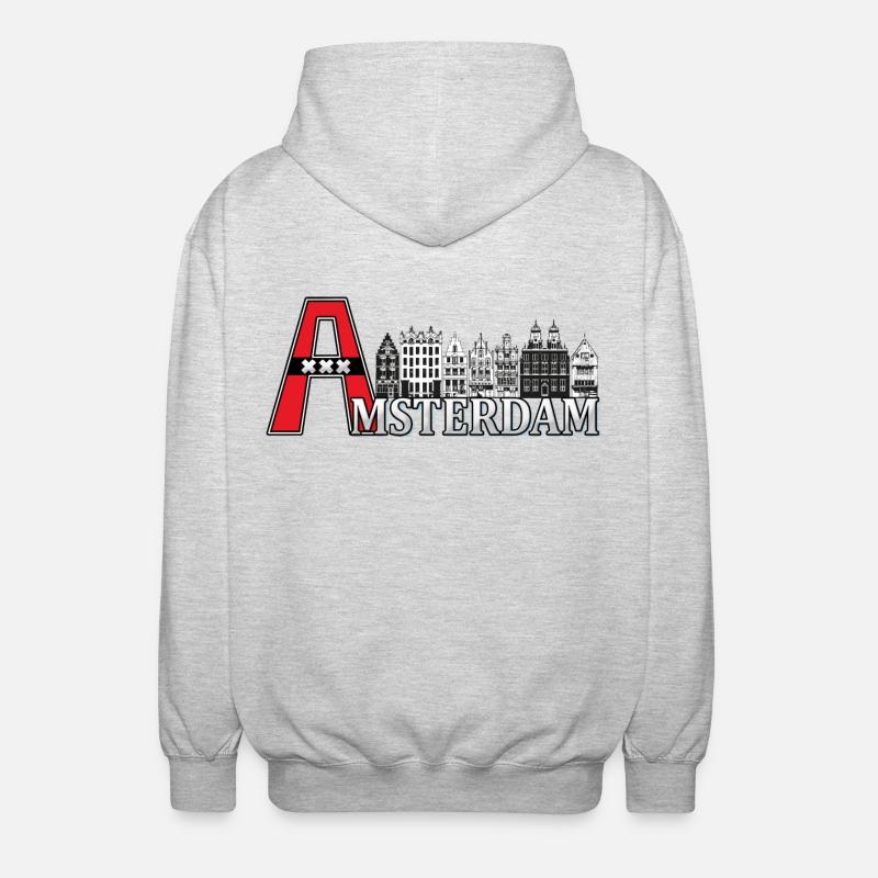Amsterdam mit einem großen A - Unisex Kapuzenjacke - Hellgrau meliert