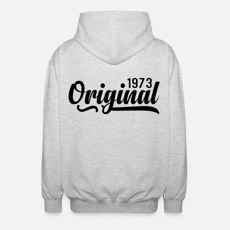 1973 Anniversaire 52 ans, rétro 1973 - Veste à capuche unisexe - gris clair chiné