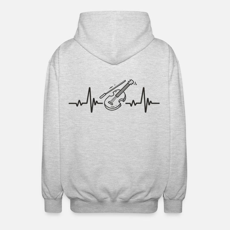 Violin Classical Music Rhythm Instrument Heart - Unisex Hooded Jacket - light heather grey