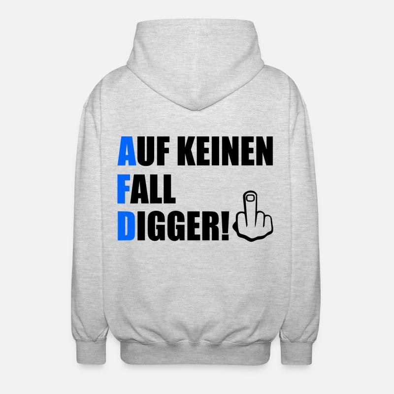 auf keinen fall digga - Unisex Kapuzenjacke - Hellgrau meliert