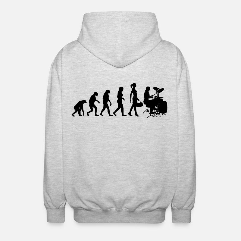 Evolution Schlagzeugerin Percussion Drummer - Unisex Kapuzenjacke - Hellgrau meliert