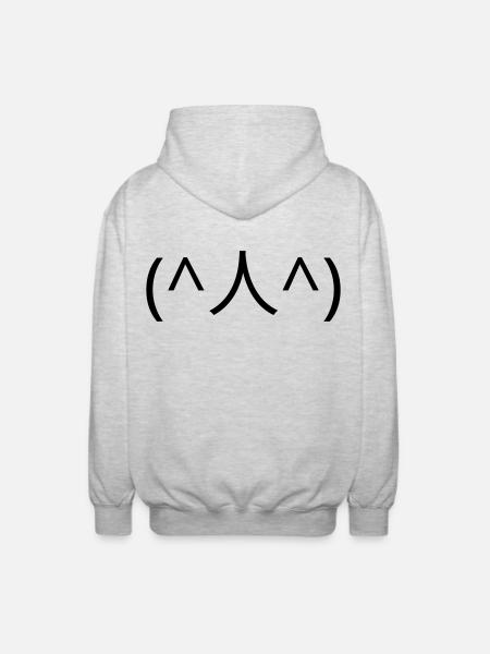 Begging emote (^人^) thank you Kaomoji - Unisex Hooded Jacket - light heather grey