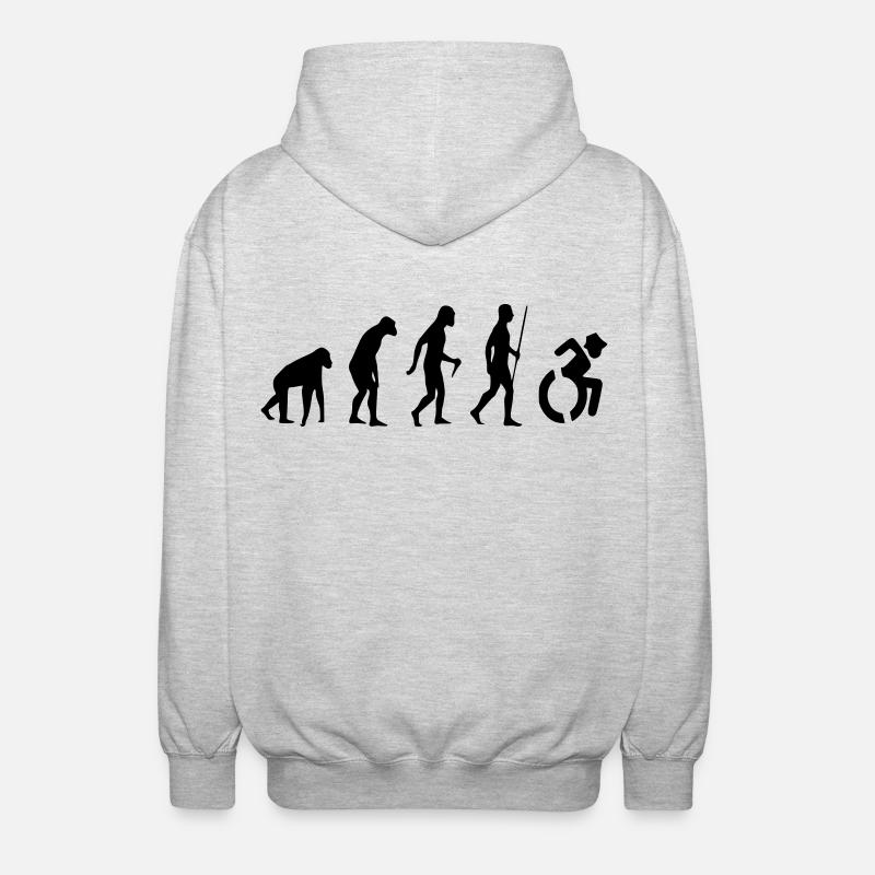 Evolution Rollstuhl. Die Rollstuhl-Evolution * - Unisex Kapuzenjacke - Hellgrau meliert