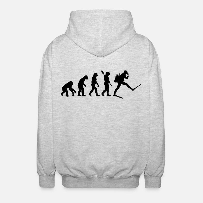 Scuba Diver Lustige menschliche Evolution - Unisex Kapuzenjacke - Hellgrau meliert